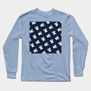 white and blue christmas bells pattern (jingle bells, santa rings a bell, christmas bellls for sale and christmas bells drawing images) Long Sleeve T-Shirt